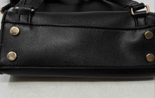 Load image into Gallery viewer, Alfani Womens Black Pebbled Leather Adjustable Strap Flap Circle Lock Backpack