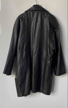 Load image into Gallery viewer, Charles Klein Womens Black Leather Notch Lapel Trench Coat Jacket Size Large