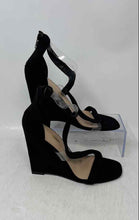 Load image into Gallery viewer, Fashion Nova Womens Black Wedge Heel Back Zip Ankle Strap Sandals Size 6