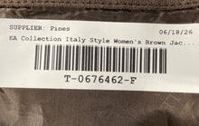 Load image into Gallery viewer, EA Collection Italy Style Womens Brown Long Sleeve Belted Suede Jacket No Size