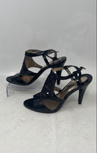 Load image into Gallery viewer, Alfani Womens Black Leather Stiletto Heel Ankle Strap Sandals Size 8.5
