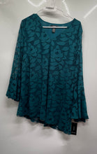 Load image into Gallery viewer, Alfani Womens Teal Long Sleeve V-Neck Blouse Top Size Large With Tag