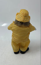 Load image into Gallery viewer, Small Decor Collectible Porcelain Clown Doll In Yellow Gingham Plaid Suit & Hat