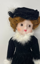 Load image into Gallery viewer, Vintage Heritage Black Dress Brown Hair Collectible Porcelain Doll