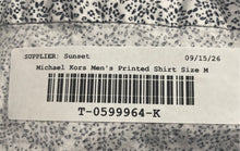Load image into Gallery viewer, Michael Kors Mens Black White Floral Print Slim Fit Button-Up Shirt Size Medium