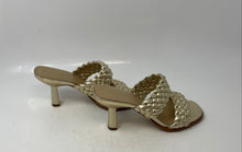 Load image into Gallery viewer, Michael Kors Womens Nadia Metallic Gold Braided Strap High Slide Sandals Size 6M