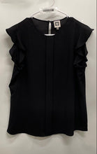 Load image into Gallery viewer, Anne Klein Womens Black Crew Neck Ruffle Cap Sleeve Pullover Blouse Top Size M