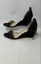 Load image into Gallery viewer, Antonio Melani Womens Feenah Black Rhinestone Wedge Ankle Strap Sandals Sz 9.5M