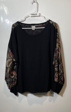 Load image into Gallery viewer, Chico's Womens Black Paisley Print Sheer Long Sleeve Pullover Blouse Top Size XL