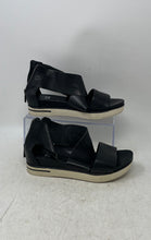 Load image into Gallery viewer, Eileen Fisher Womens Black Leather Back Zip Platform Strappy Sandals Size 6.5