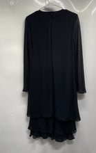 Load image into Gallery viewer, Jones New York Womens Black Long Sleeve Sheer Layered A-Line Dress Size 4