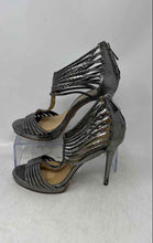 Load image into Gallery viewer, Michael Kors Womens Leann Silver-Tone Leather Back Zip Strappy Heels Size 7 M