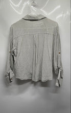 Load image into Gallery viewer, Zara Womens Gray And White Silver Striped Long Sleeve Button-Up Shirt Size XS
