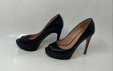 Load image into Gallery viewer, Enzo Angiolini Womens Black Leather Peep Toe Slip-On Pump Heels Size 6.5 M