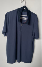 Load image into Gallery viewer, Perry Ellis Mens Blue Textured Short Sleeve Spread Collar Polo Shirt Size XL