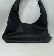 Load image into Gallery viewer, Victoria's Secret Womens Black Faux Leather Slouchy Bow Magnetic Large Hobo Bag