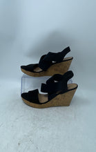 Load image into Gallery viewer, American Eagle Womens Black Open Toe Wedge Heel Slingback Sandals Size 6.5