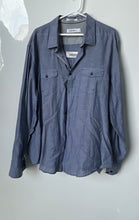 Load image into Gallery viewer, Calvin Klein Mens Blue Dual Pockets Collared Long Sleeve Button-Up Shirt Sz XXL