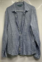 Load image into Gallery viewer, Perry Ellis Mens Light Blue Linen Long Sleeve Button-Up Shirt Size Large