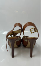 Load image into Gallery viewer, Michael Kors Womens Brown Leather Open Toe Stiletto Platform Heels Size 8.5M