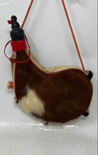 Load image into Gallery viewer, Traditional Spanish Brown White Bota Bag Goat Skin Wine Flask Fur Trim Boot