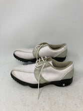 Load image into Gallery viewer, Footjoy Womens 48357 White And Gray Leather Lace-Up Oxford Golf Cleats Size 8M