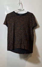 Load image into Gallery viewer, Zara Womens Brown Animal Print Short Sleeve Round Neck Pullover T-Shirt Size M
