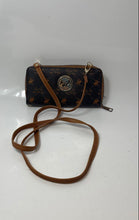 Load image into Gallery viewer, Beverly Hills Polo Club Womens Brown Monogram Faux Leather Crossbody Handbag