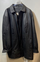 Load image into Gallery viewer, Charles Klein Mens Black Leather Long Sleeve Full-Zip Trench Coat Jacket Sz 2XT