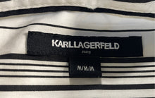Load image into Gallery viewer, Karl Lagerfeld Mens White Black Short Sleeve Button-Up Shirt Size Medium