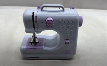 Load image into Gallery viewer, White Purple Mini Portable Sewing Machine 12 Built-In Stitches Untested