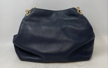 Load image into Gallery viewer, Michael Kors Womens Raven Blue Pebbled Leather Inner Pockets Shoulder Handbag