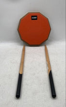 Load image into Gallery viewer, Lolunut Orange Octagonal 2 Sided Drum Practice Pad Set With Drumsticks