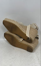 Load image into Gallery viewer, Zara Womens Beige Contrasting Ankle Tie Wedge Espadrille Sandals Size EU 37