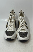 Load image into Gallery viewer, Michael Kors Womens Georgie White Brown Monogram Leather Sneaker Shoes Size 10 M