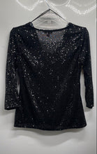 Load image into Gallery viewer, Vince Camuto Womens Black Sequin Cowl Neck Pullover Blouse Top Size S With Tag