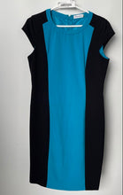 Load image into Gallery viewer, Calvin Klein Womens Blue Black Colorblock Back Zip Sheath Dress Size 8