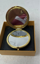 Load image into Gallery viewer, Monet Womens Gold-Tone Pearl Round Compact Mirror In Open Box