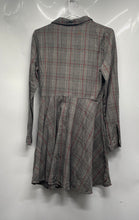 Load image into Gallery viewer, Zara Womens Gray Black Plaid Long Sleeve Collared Shirt Dress Size Small