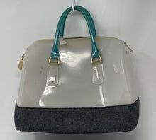 Load image into Gallery viewer, Authentic Furla Womens Gray Green Zipper Top Handle Satchel Handbag Damaged