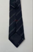 Load image into Gallery viewer, Hugo Boss Mens Black Striped Print Keeper Loop Adjustable Formal Pointed Tie