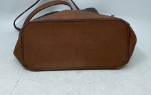 Load image into Gallery viewer, Calvin Klein Womens Brown Monogram Inner Pockets Drawstring Bucket Handbag