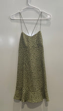 Load image into Gallery viewer, Zara Womens Green Leopard Print Sleeveless Scoop Neck Short Slip Dress Size S
