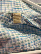 Load image into Gallery viewer, Michael Kors Mens White Turquoise Plaid Print Regular Fit Dress Shirt Size XL
