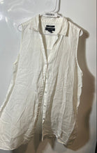Load image into Gallery viewer, Tahari Womens White Linen Sleeveless Collared Blouse Top Size XL