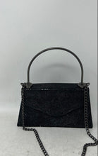 Load image into Gallery viewer, Olivia Miller Womens Black Embellished Chain Strap Flap Over Top Handle Handbag