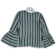Load image into Gallery viewer, Loft Womens Black White Striped Round Neck Bell Sleeve Blouse Top Size Small