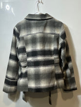Load image into Gallery viewer, Neu Look Womens Gray Black Plaid Double-Breasted Pea Coat Jacket Size XL