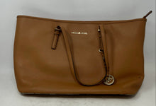 Load image into Gallery viewer, Michael Kors Womens Jet Set Travel Brown Leather Double Handle Zip Top Tote Bag