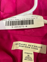 Load image into Gallery viewer, Banana Republic Womens Pink Stretch Non-Iron Fitted Button-Up Shirt Size 14